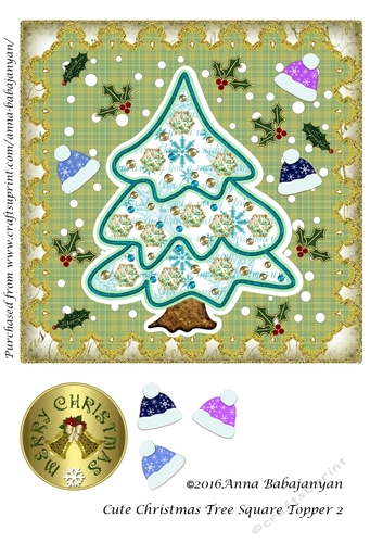 Cute Christmas Tree Square Topper 2