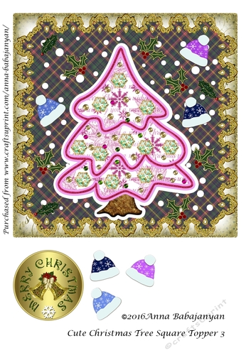 Cute Christmas Tree Square Topper 3