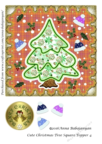 Cute Christmas Tree Square Topper 4
