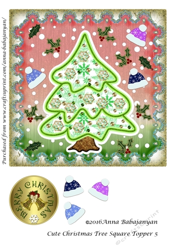Cute Christmas Tree Square Topper 5