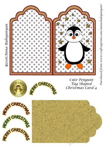 Cute Penguin Tag Shaped Christmas Card 4