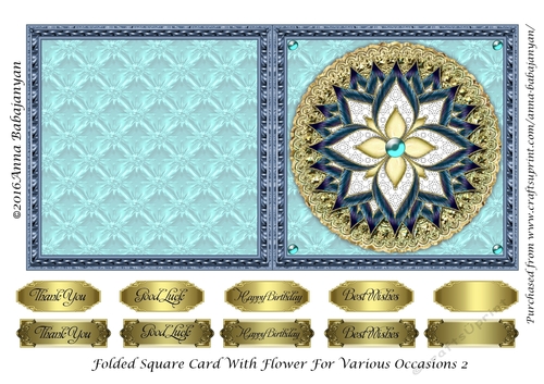 Folded Square Card With Flower For Various Occasions 2