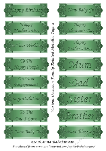 Various Occasion Family Related Metallic Tags 4