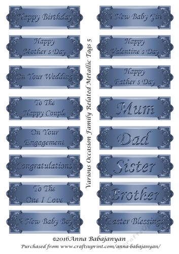 Various Occasion Family Related Metallic Tags 5