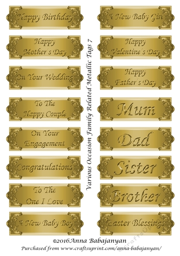 Various Occasion Family Related Metallic Tags 7