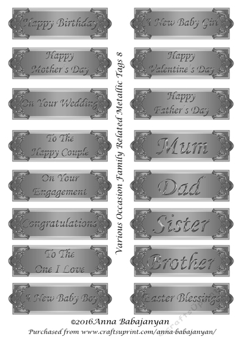 Various Occasion Family Related Metallic Tags 8