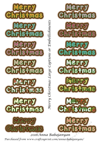 Merry Christmas Large Captions or Embellishments