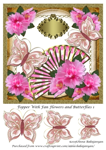 Topper With Fan Flowers and Butterflies 1