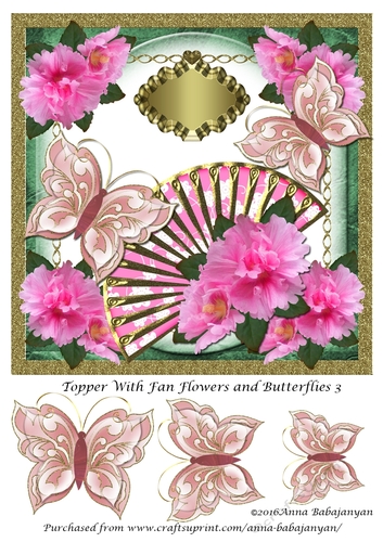 Topper With Fan Flowers and Butterflies 3