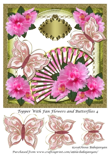 Topper With Fan Flowers and Butterflies 4