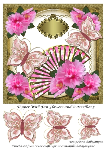 Topper With Fan Flowers and Butterflies 5
