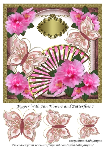 Topper With Fan Flowers and Butterflies 7