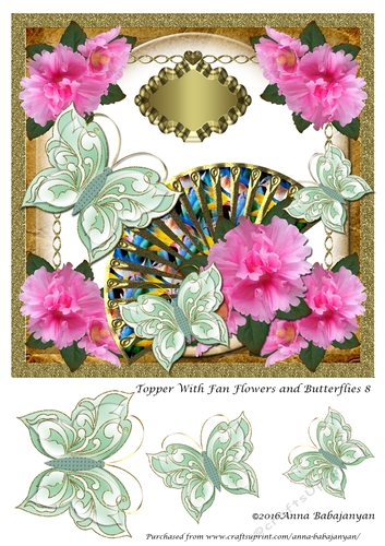 Topper With Fan Flowers and Butterflies 8