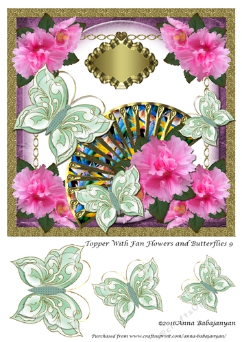 Topper With Fan Flowers and Butterflies 9
