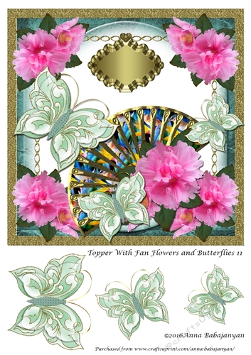 Topper With Fan Flowers and Butterflies 11