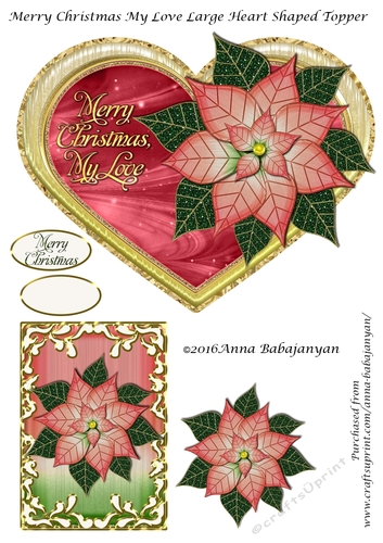 Merry Christmas My Love Large Heart Shaped Topper