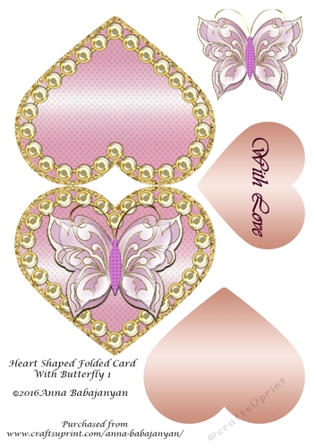 Heart Shaped Folded Card With Butterfly 1
