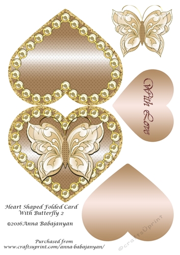 Heart Shaped Folded Card With Butterfly 2