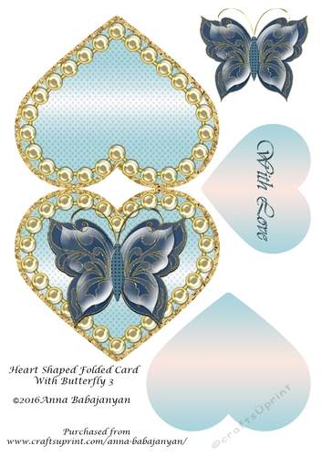 Heart Shaped Folded Card With Butterfly 3