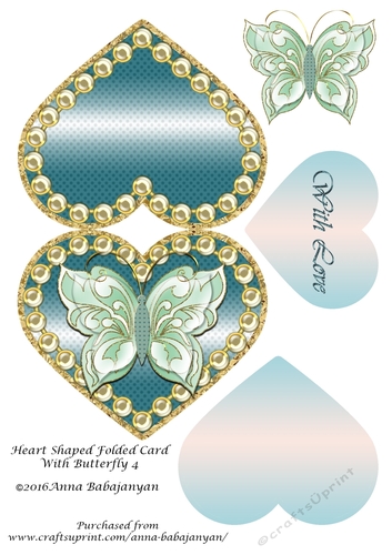 Heart Shaped Folded Card With Butterfly 4