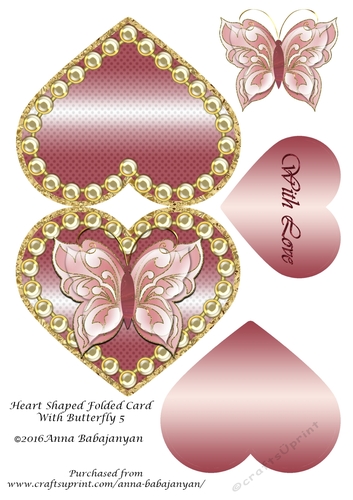 Heart Shaped Folded Card With Butterfly 5