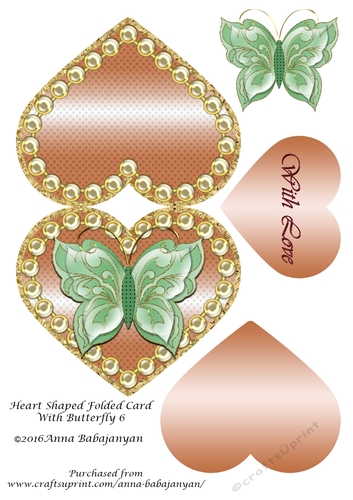 Heart Shaped Folded Card With Butterfly 6