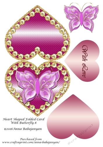 Heart Shaped Folded Card With Butterfly 8