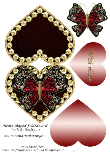 Heart Shaped Folded Card With Butterfly 10