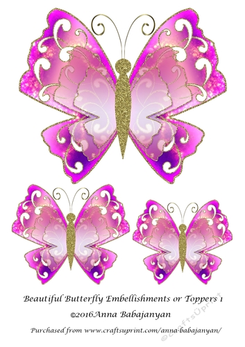 Beautiful Butterfly Embellishments or Toppers 1