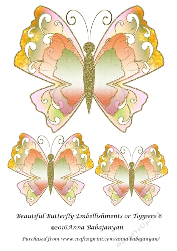 Beautiful Butterfly Embellishments or Toppers 6