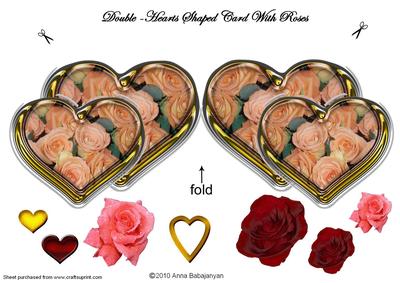 Double-hearts Shaped Card with Roses