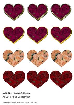Little Rose Heart Enbellishments