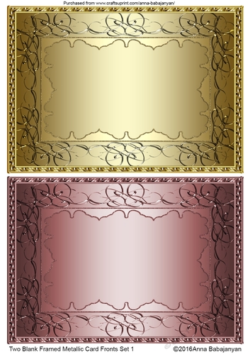 Two Blank Framed Metallic Card Fronts Set 1