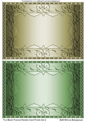 Two Blank Framed Metallic Card Fronts Set 2