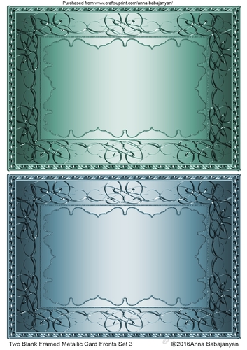 Two Blank Framed Metallic Card Fronts Set 3