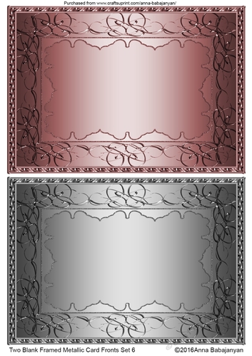 Two Blank Framed Metallic Card Fronts Set 6