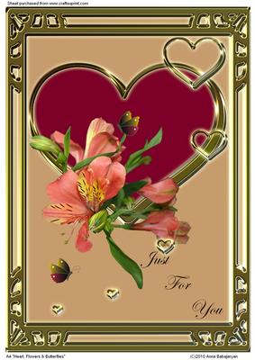 A4 "heart, Flowers & Butterflies"