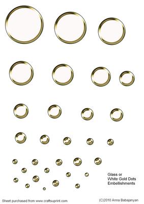 Glass or White Gold Dots Embellishments