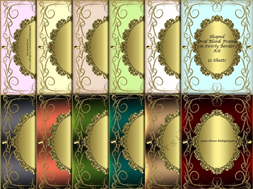 Shaped Oval Blank Frame in Swirly Border Kit