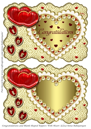 Congratulations and Blank Shaped Toppers With Heart