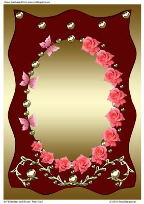 A4 "butterflies & Roses" Plain Card