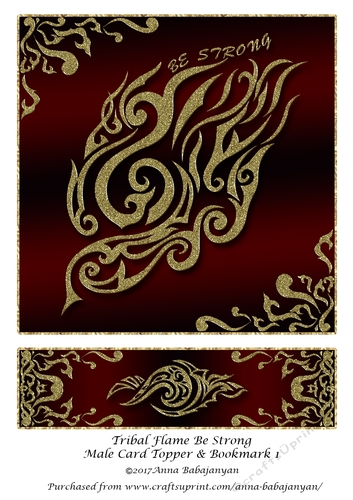 Tribal Flame Be Strong Male Card Topper & Bookmark 1