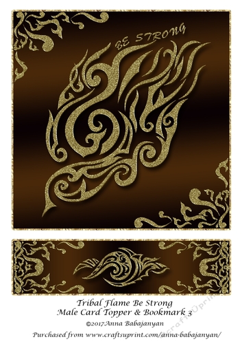 Tribal Flame Be Strong Male Card Topper & Bookmark 3