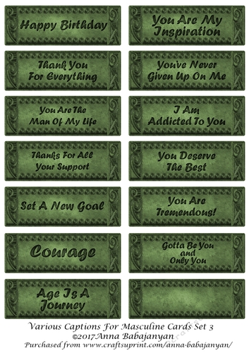 Various Captions For Masculine Cards Set 3
