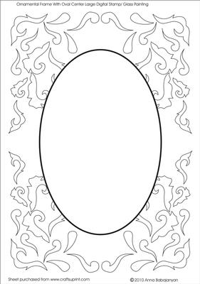Ornamental Frame with Oval Center Large Digital Stamp