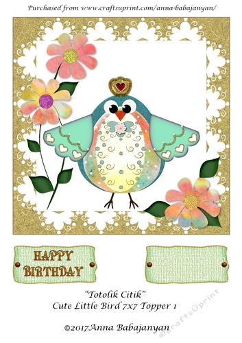 Totolik Citik Cute Little Bird 7x7 Topper 1