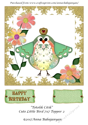Totolik Citik Cute Little Bird 7x7 Topper 2