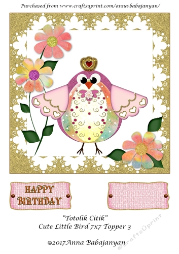 Totolik Citik Cute Little Bird 7x7 Topper 3