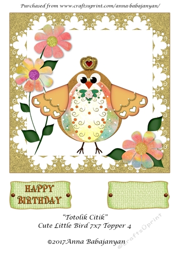Totolik Citik Cute Little Bird 7x7 Topper 4