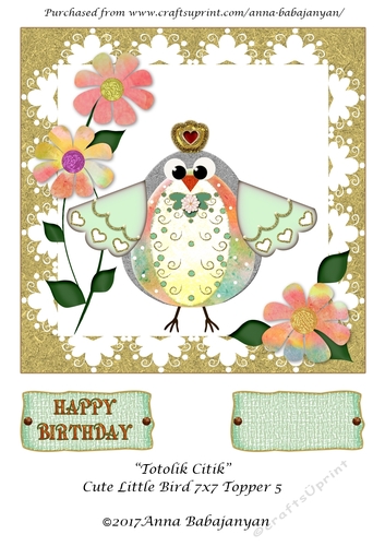 Totolik Citik Cute Little Bird 7x7 Topper 5